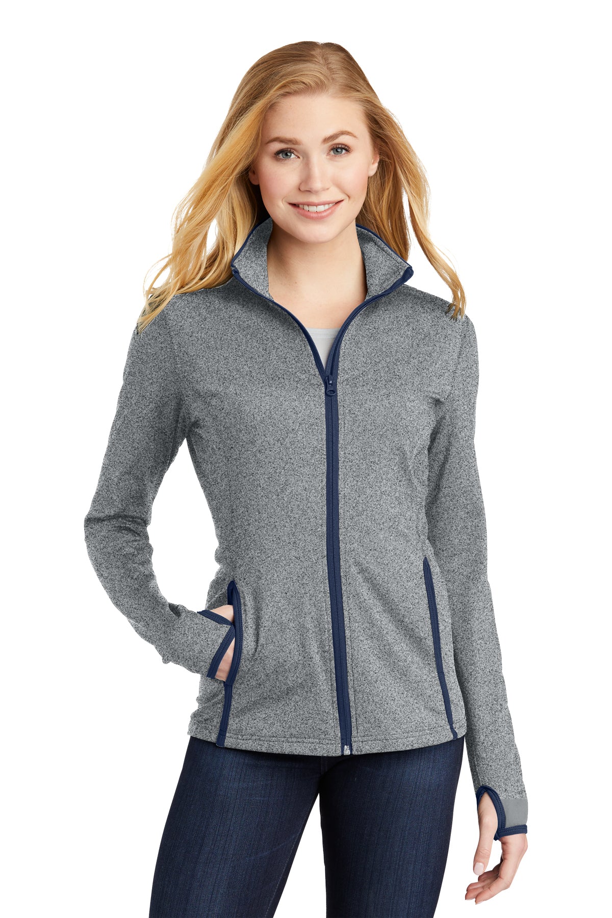 Sport-Tek® Ladies Sport-Wick® Stretch Contrast Full-Zip Jacket